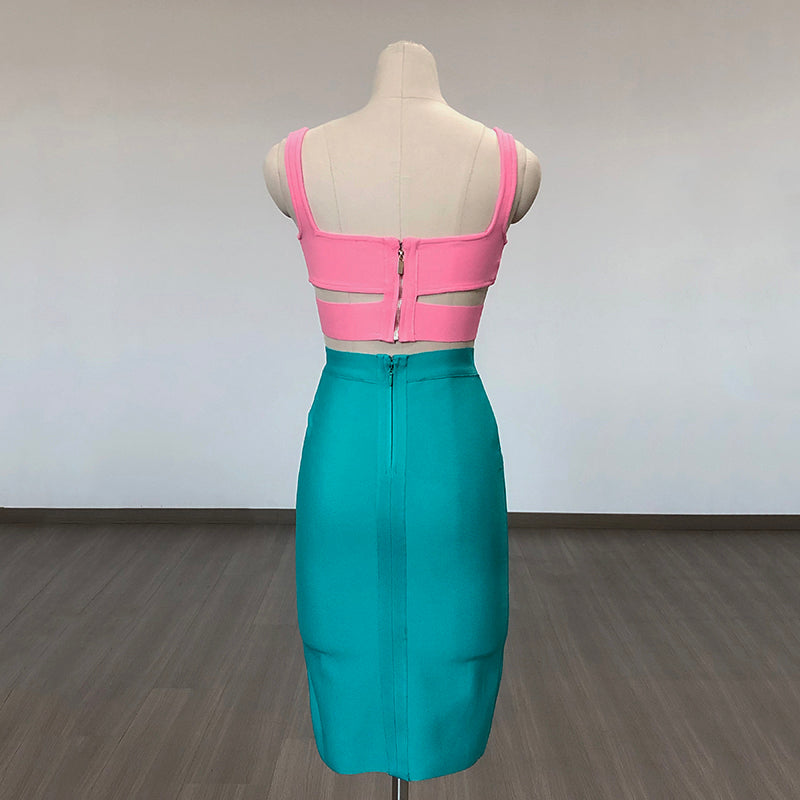 Flowering Girl Women Bandage Bodycon Dress Set