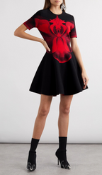 Flowering Girl Women Jacquard-knit mini dress in black