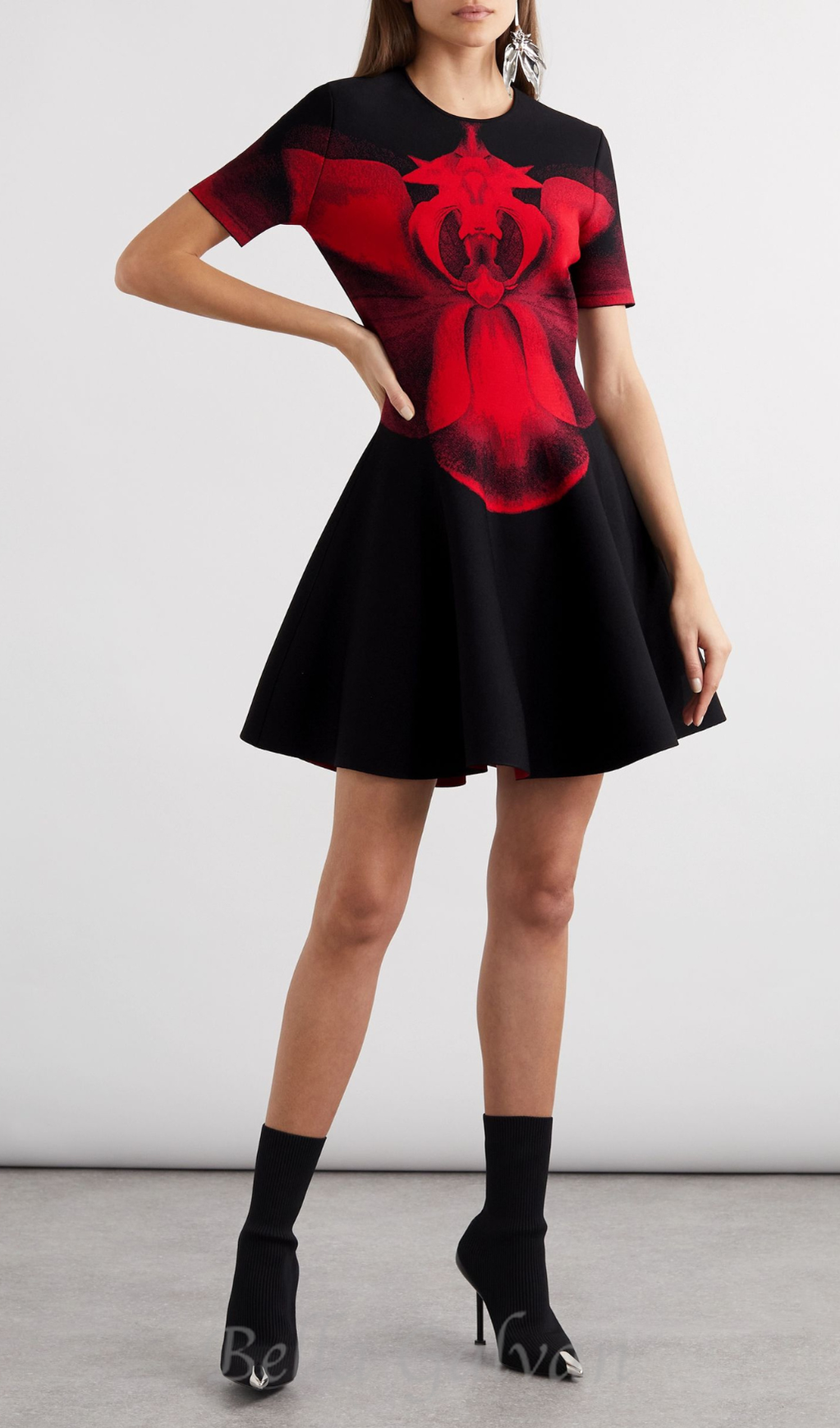 Flowering Girl Women Jacquard-knit mini dress in black