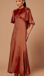 Flowering Girl Women Zoé red cape-sleeve open-back maxi dress