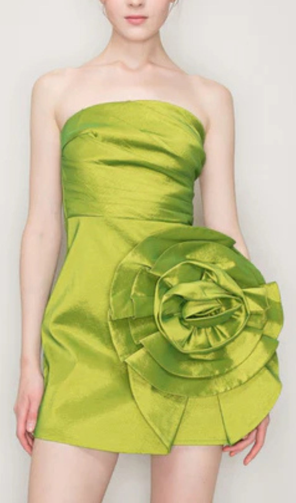 Flowering Girl Women Satin Strapless 3D Floras Mini Dress