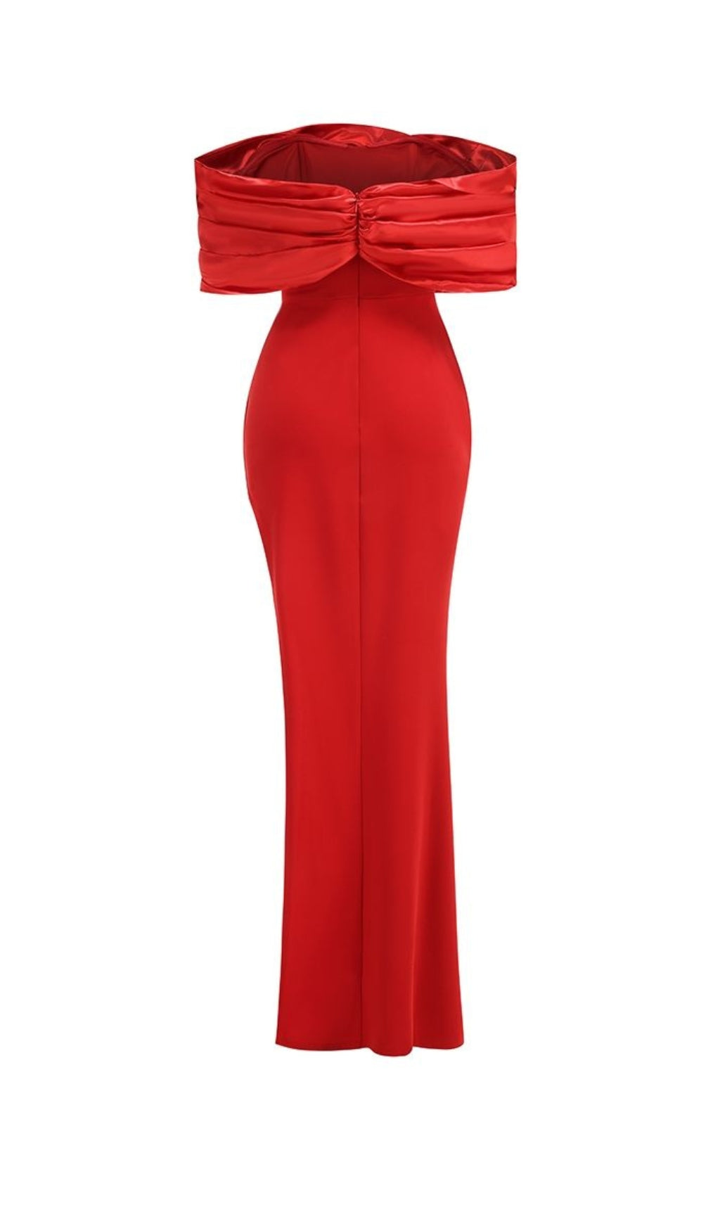 Flowering Girl Women Sophia Off Shoulder Ruched Maxi Slit Dress in red