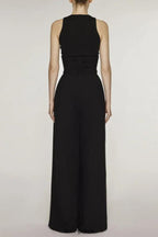 VEST HIGH WAIST WIDE LEG LONG SKIRT SUIT IN BLACK