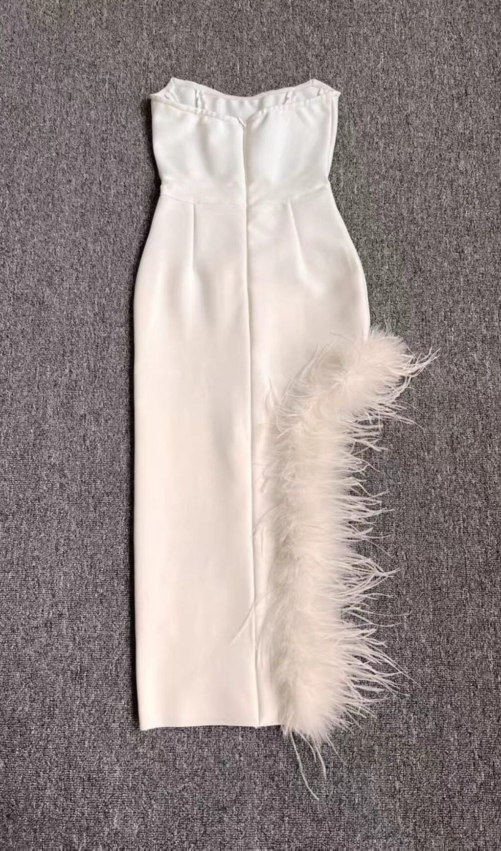 Flowering Girl Women Strapless Feather Midi Dress In White
