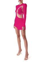 Flowering Girl Women Flower Long Sleeve Mini Bandage Dress In Red