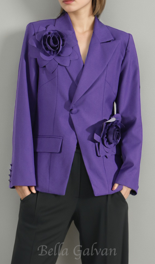 Flowering Girl Women Aharon Flower Lapel Cross Blazer