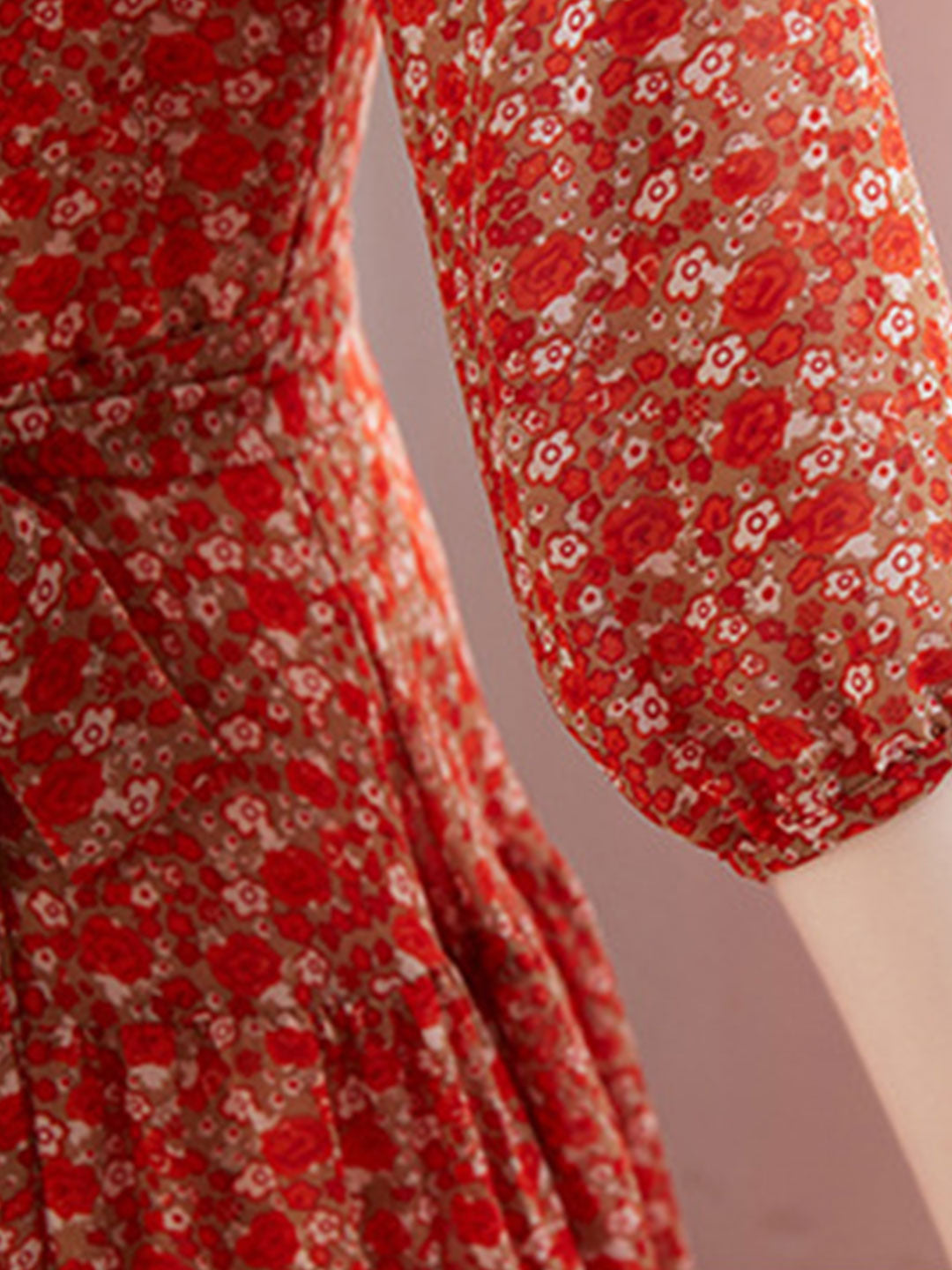 lyuba Vintage Ruffle Floral Chiffon Maxi Dress