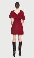 Flowering Girl Women A-line Red mini dress with asymmetrical shoulder pleat
