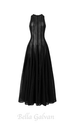 Flowering Girl Women sleeveless lace crochet maxi dress in black