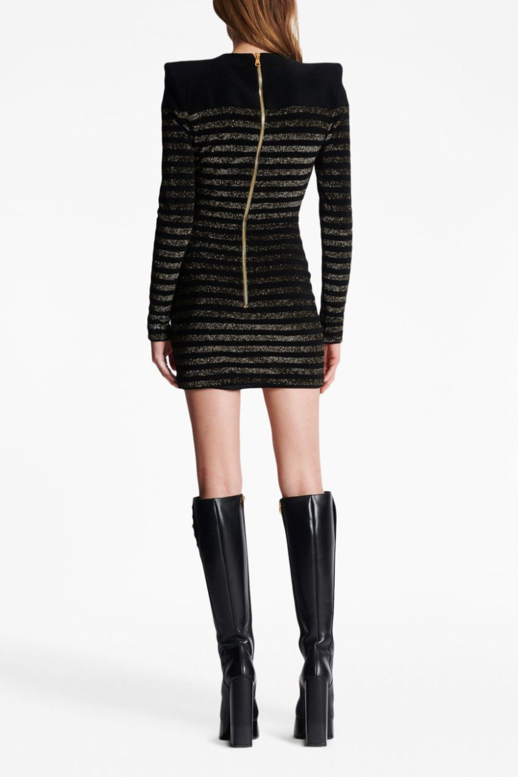 Flowering Girl Women Carlin Jersey Stripe Long Sleeve Mini Dress In Black