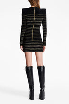 Flowering Girl Women Carlin Jersey Stripe Long Sleeve Mini Dress In Black