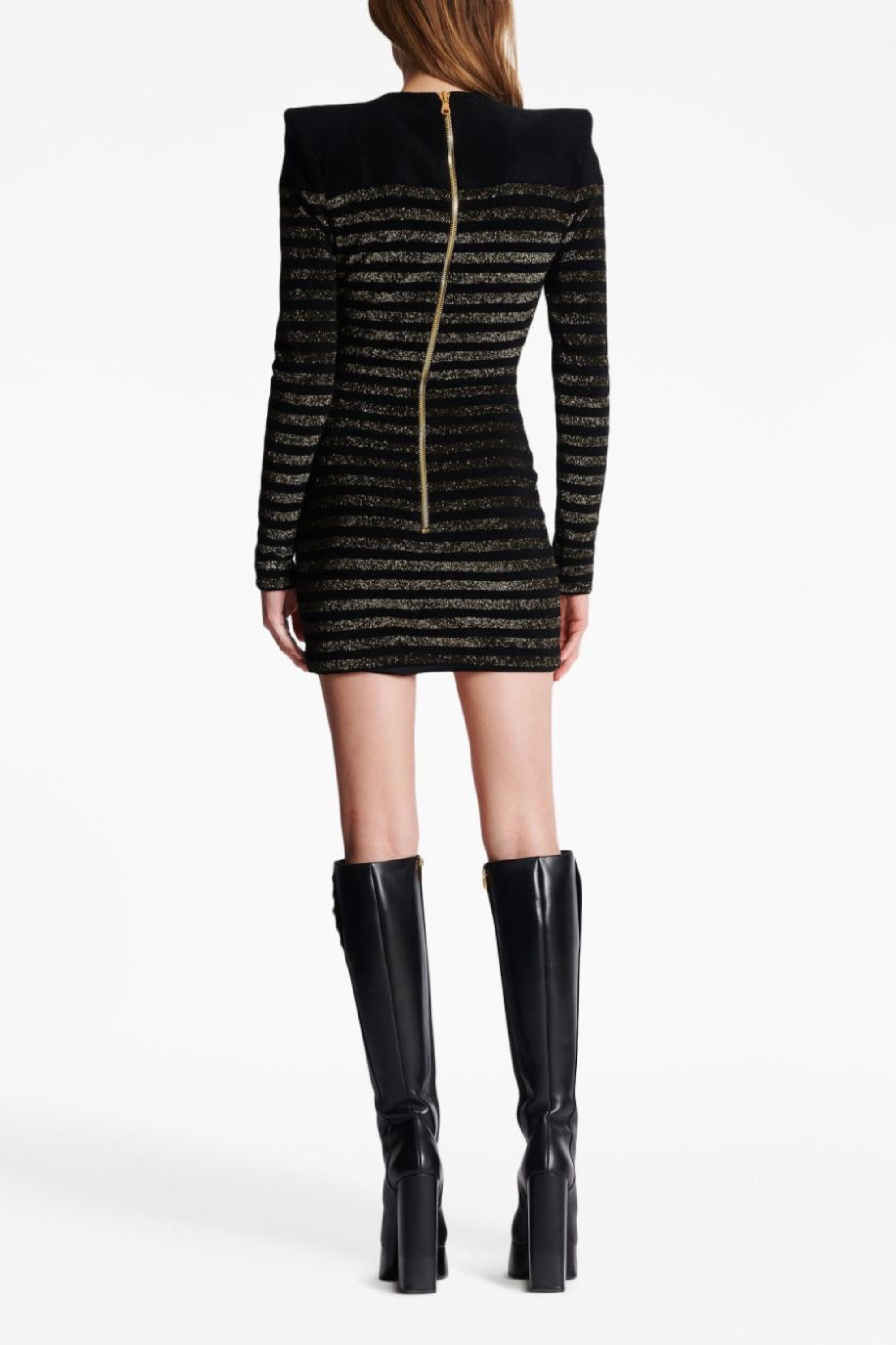 Flowering Girl Women Carlin Jersey Stripe Long Sleeve Mini Dress In Black