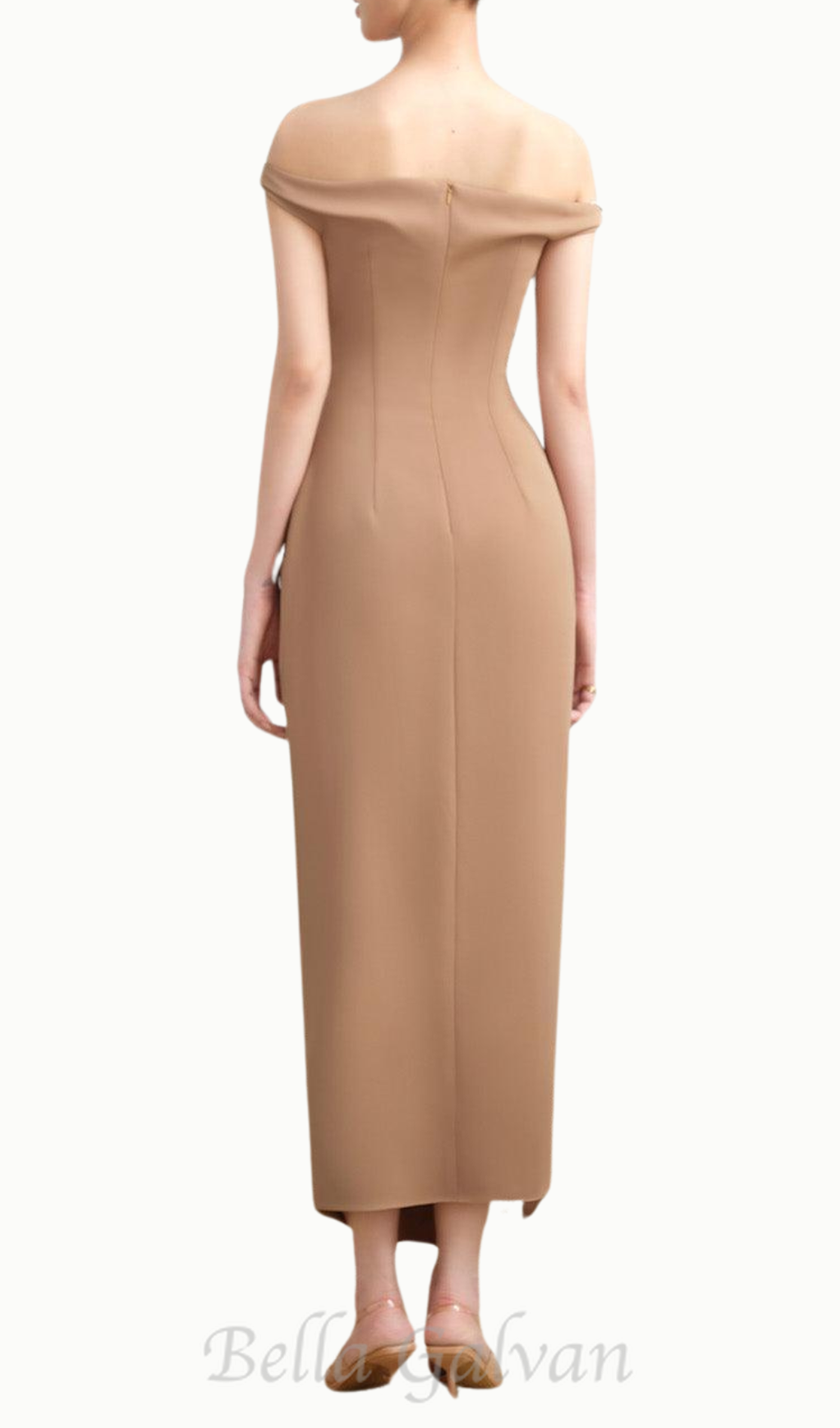 Flowering Girl Women Layla Slit Off-Shoulder Twill Ankle Length Dress