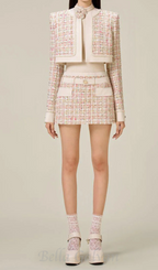 Flowering Girl Women Carlin patchwork Tweed Jacket in pink