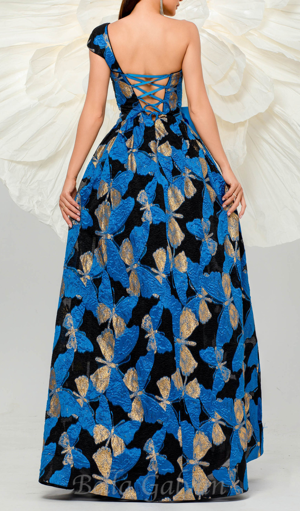 Flowering Girl Women Pleated Jacquard Bow Floral A-line Dress