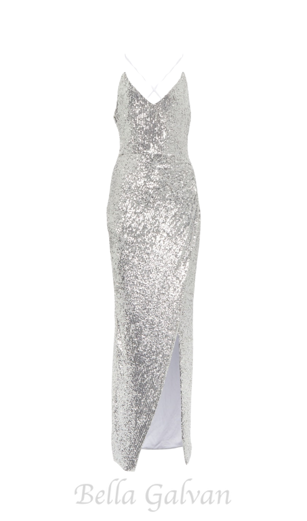 Flowering Girl Women Sequin strap midi dress in silver