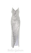 Flowering Girl Women Sequin strap midi dress in silver