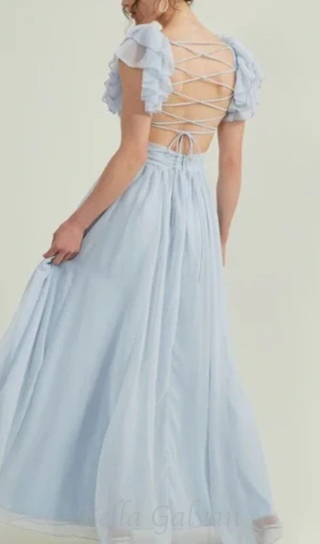 Flowering Girl Women vanessa ruffle sleeves maxi dress in blue