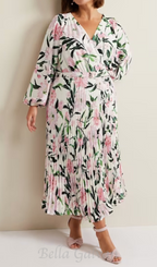 Flowering Girl Women multi-coloured penny floral pleat midi dress
