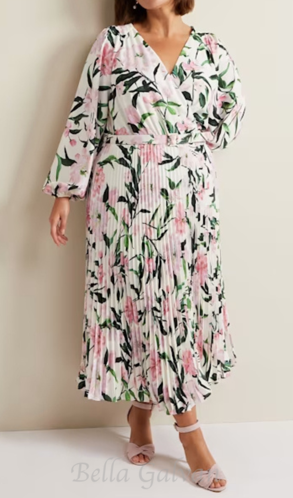 Flowering Girl Women multi-coloured penny floral pleat midi dress