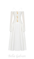Flowering Girl Women white A-line Cold Shoulder Sleeved Spandex Taffeta Maxi Dress