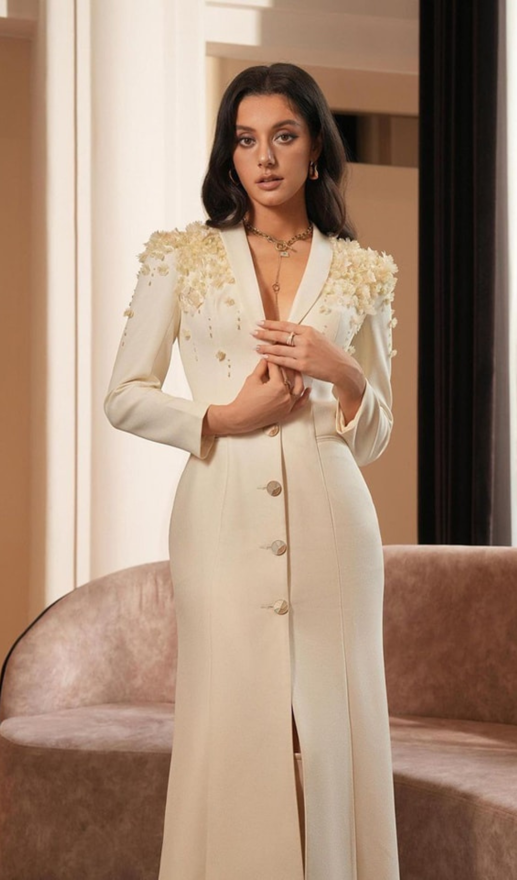 Flowering Girl Women adele Berton Long Sleeve Flower Maxi Dress