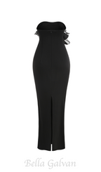Flowering Girl Women off-shoulder ruffle trim maxi dress in black
