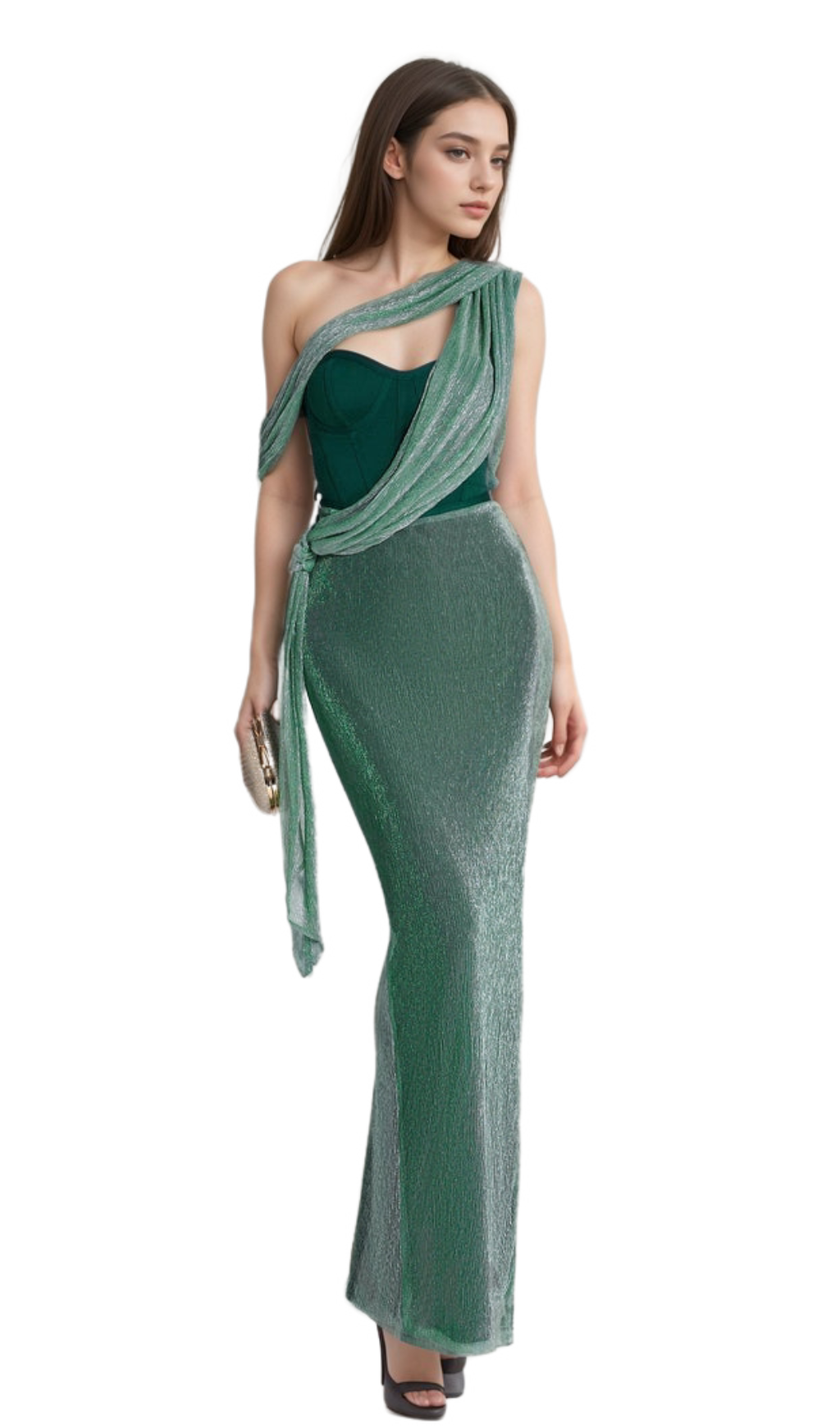 Flowering Girl Women alma Emerald Green Halter Strap Maxi Dress
