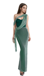 Flowering Girl Women alma Emerald Green Halter Strap Maxi Dress