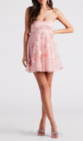 Flowering Girl Women Eden Flower Babydoll mini Dress in blush