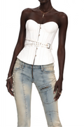 Flowering Girl Women Strapless Sweetheart Belted Corset Top