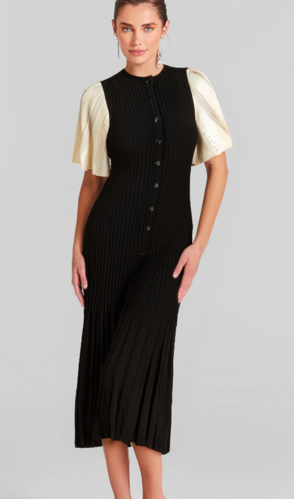 Flowering Girl Women beulah knit midi dress in black