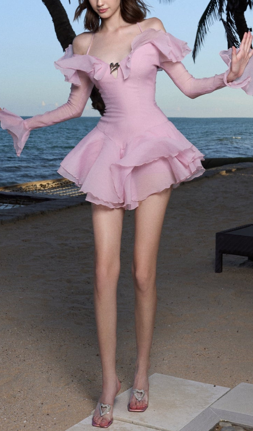 Flowering Girl Women Ruffled Halter Mini Dress In Pink