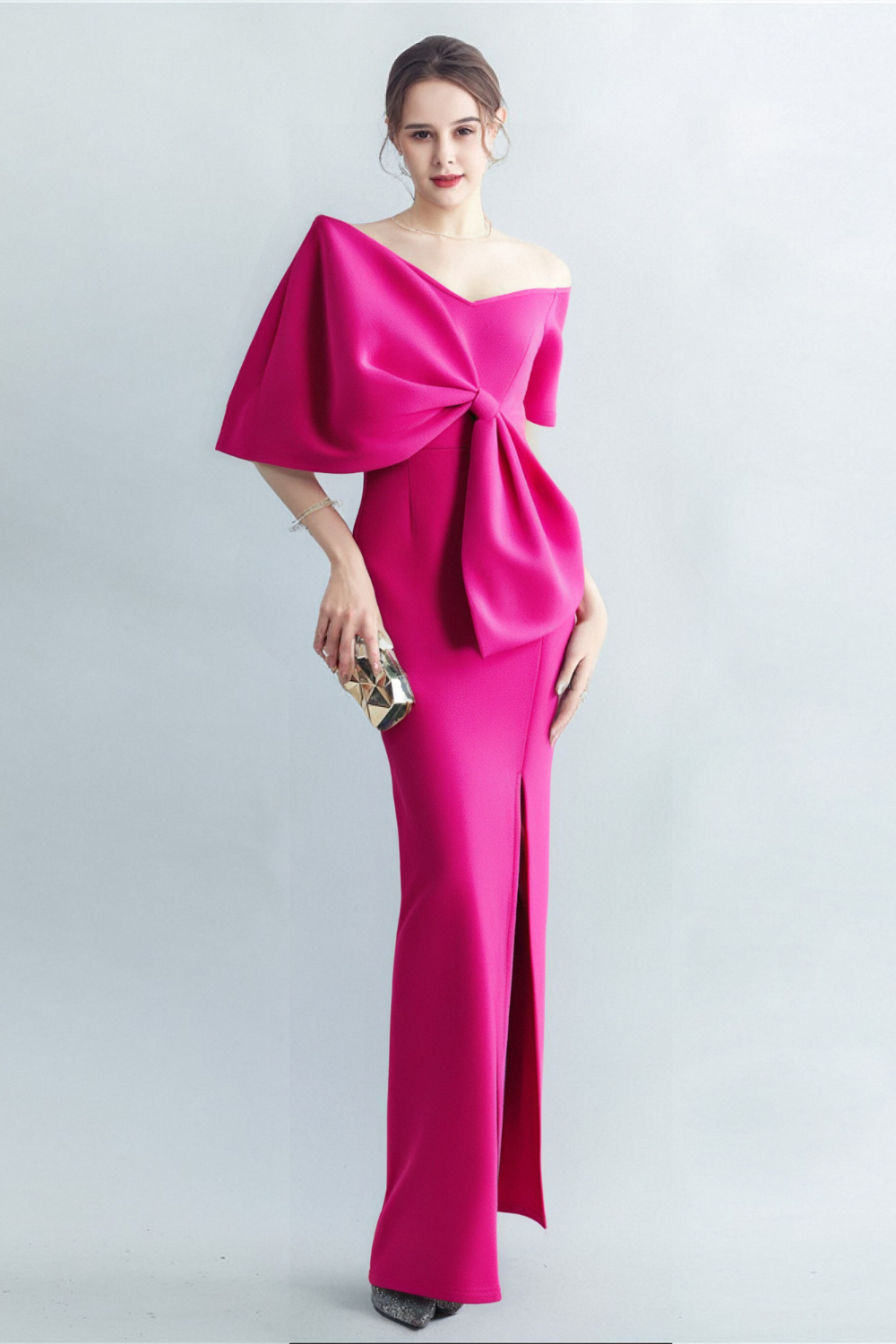 Flowering Girl Women Pink Bow-Knot Midi Dress