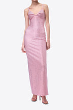 Flowering Girl Women Sequin Strappy Maxi Dress In Pink
