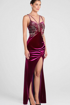 Flowering Girl Women Butterfly Rhinestone Velvet Dress
