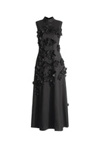 Flowering Girl Women Annona Black Flower Embellished Maxi Dress