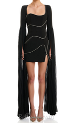 Flowering Girl Women crystal-stripe bodycon mini dress in black