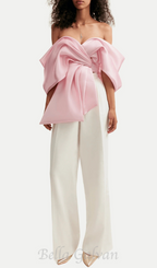 Flowering Girl Women Samira Bow Cross Off Shoulder Satin Top