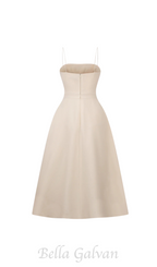 Flowering Girl Women Elio button-embellished Midi Dress in cream