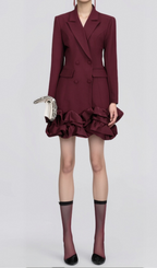 Flowering Girl Women 3D flower patchwork blazer dress