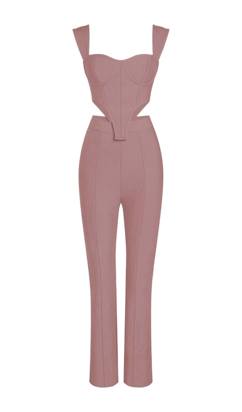 Flowering Girl Women Bandage Cut Out Two Piece Set In Nude