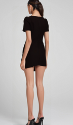 Flowering Girl Women Emma black asymmetric ruffled mini dress
