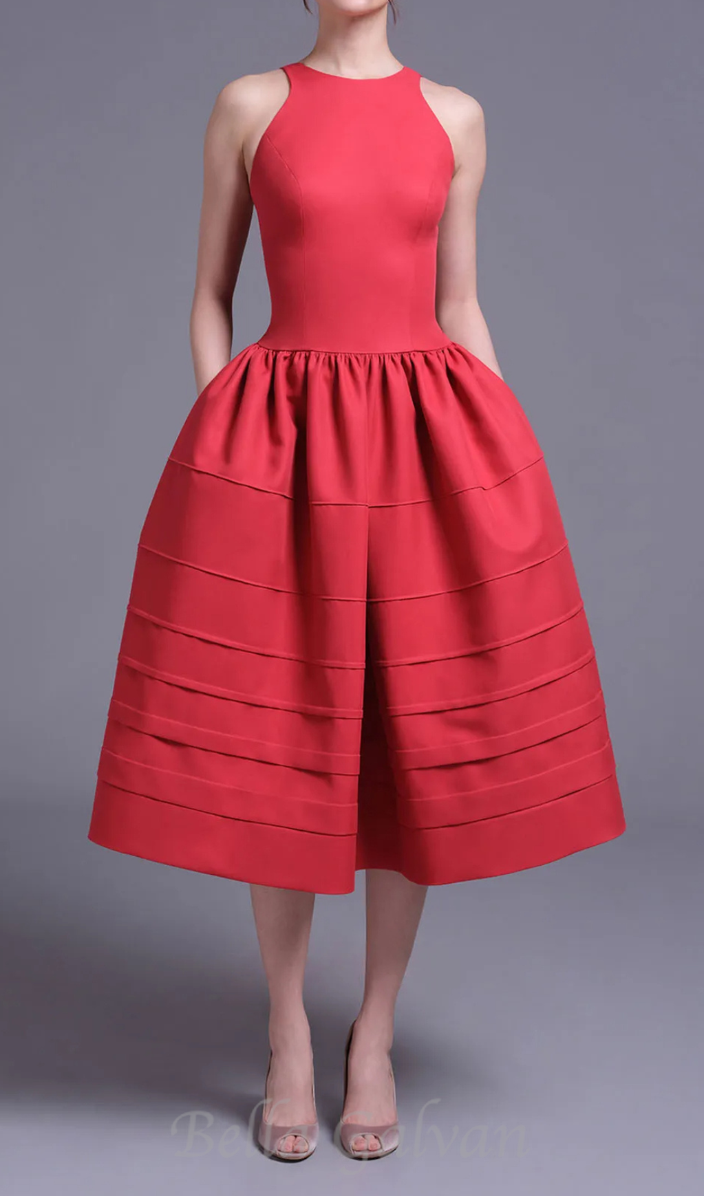 Flowering Girl Women Berry Bell-Shaped mini Dress in red