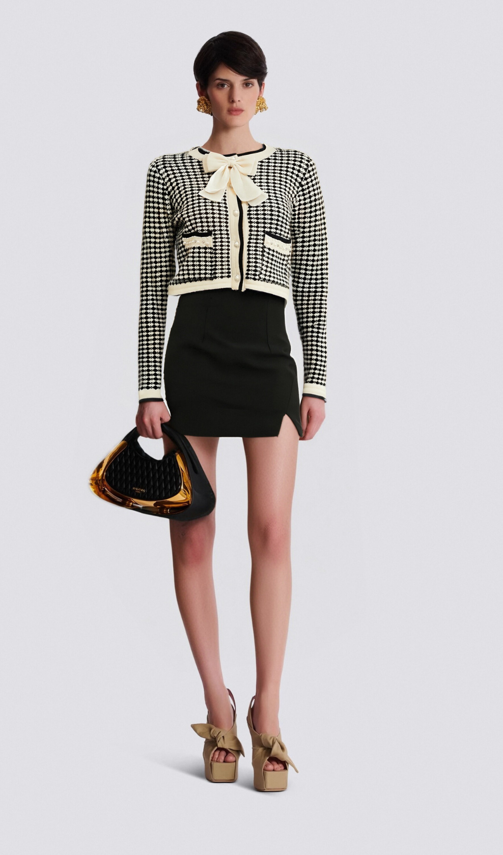 Flowering Girl Women Orlane checked bow-embellished cardigan
