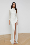 Flowering Girl Women Yvette Pearl Embellished Sequin Maxi Dress In White