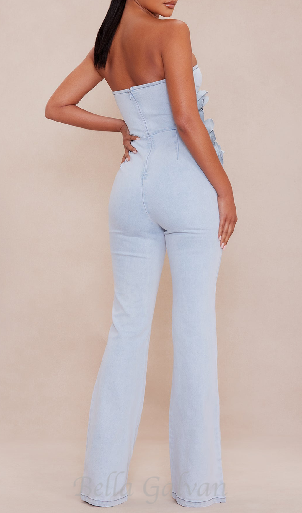 Flowering Girl Women Berlin Floral Denim Jumpsuit in Light Wash