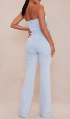 Flowering Girl Women Berlin Floral Denim Jumpsuit in Light Wash