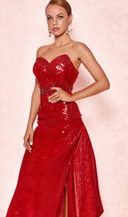 Flowering Girl Women Caitlin off-shoulder sequin midi dress in red