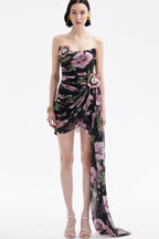 Flowering Girl Women Floral Drape Mini Dress